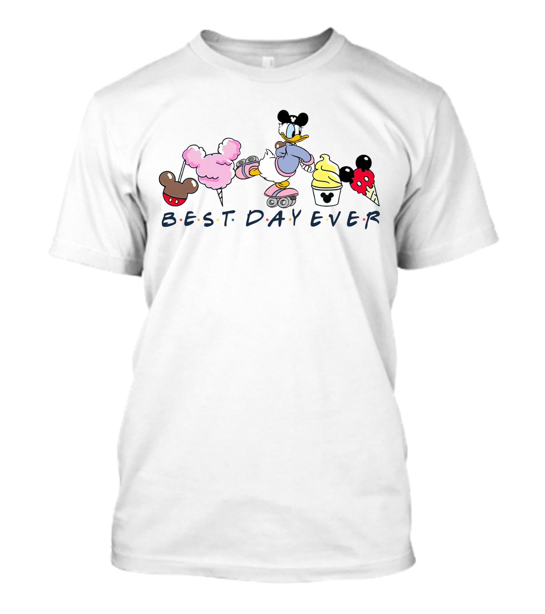 Best Day Ever Disney Donald Roller Skating Mickey Ears Treats T-Shirt