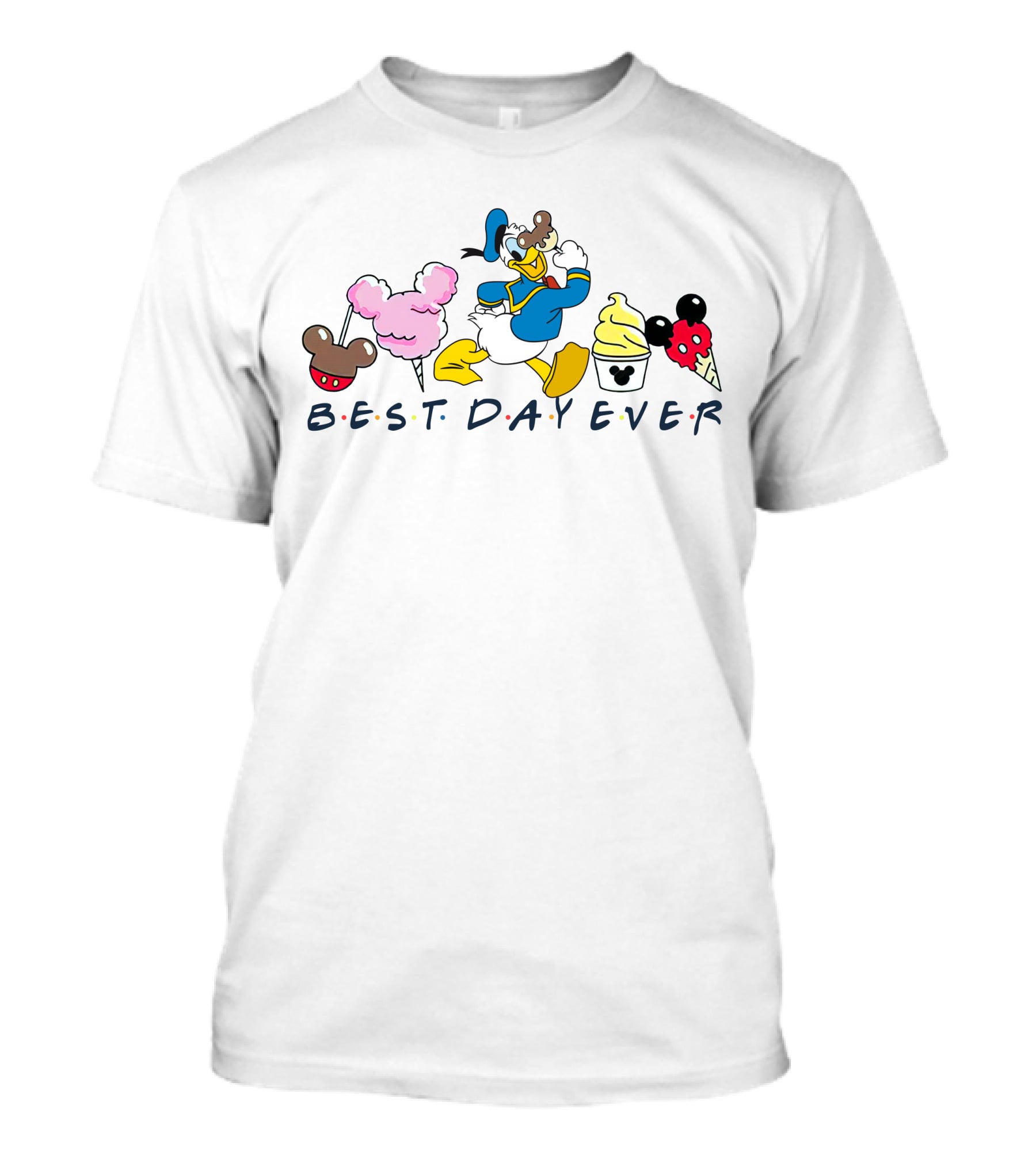 Best Day Ever Donald Duck Cotton Candy Ice Cream Mickey Pretzel T-Shirt