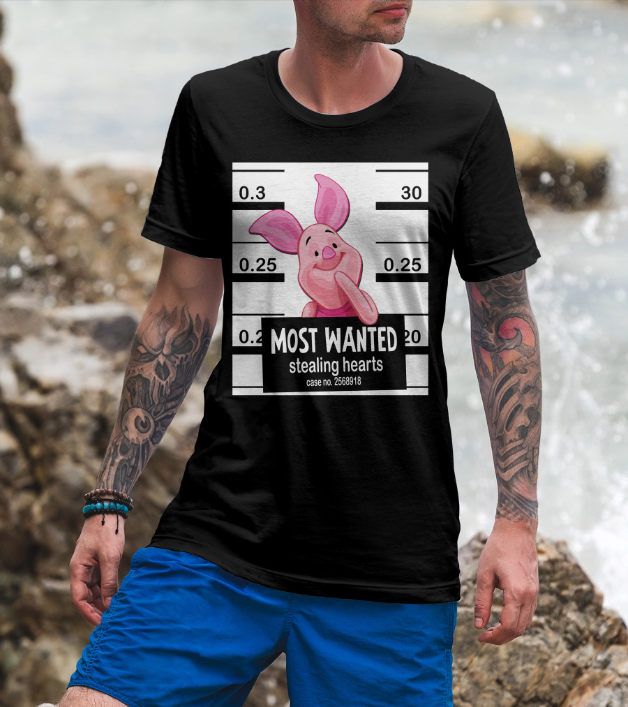 Most Wanted Piglet Stealing Hearts Mugshot Case No. 2568918 T-Shirt