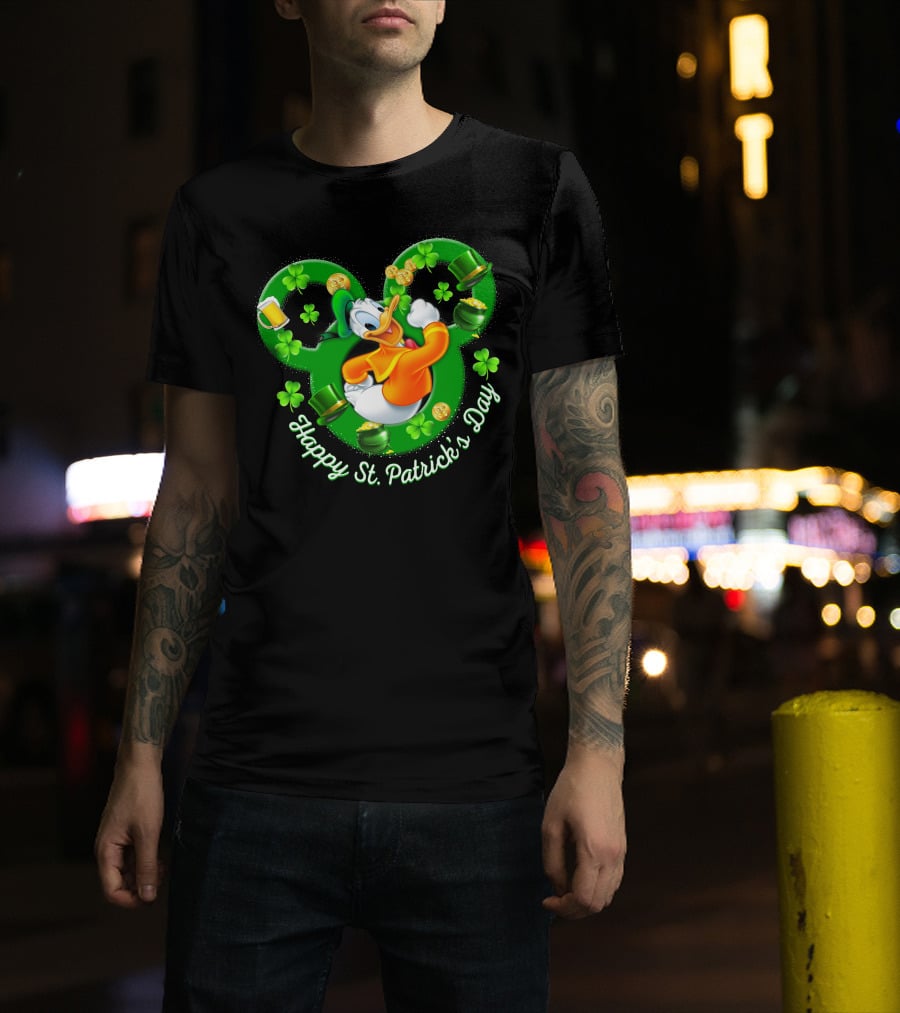 Happy St. Patrick's Day Donald Duck Shamrock Mickey Ears T-Shirt