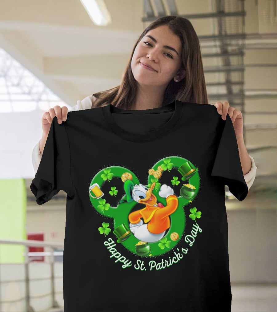 Happy St. Patrick's Day Donald Duck Shamrock Mickey Ears T-Shirt