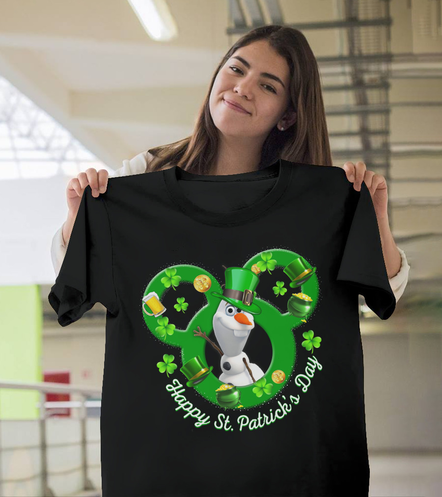 Olaf Happy St. Patrick's Day Mickey Mouse Shamrocks And Hats T-Shirt