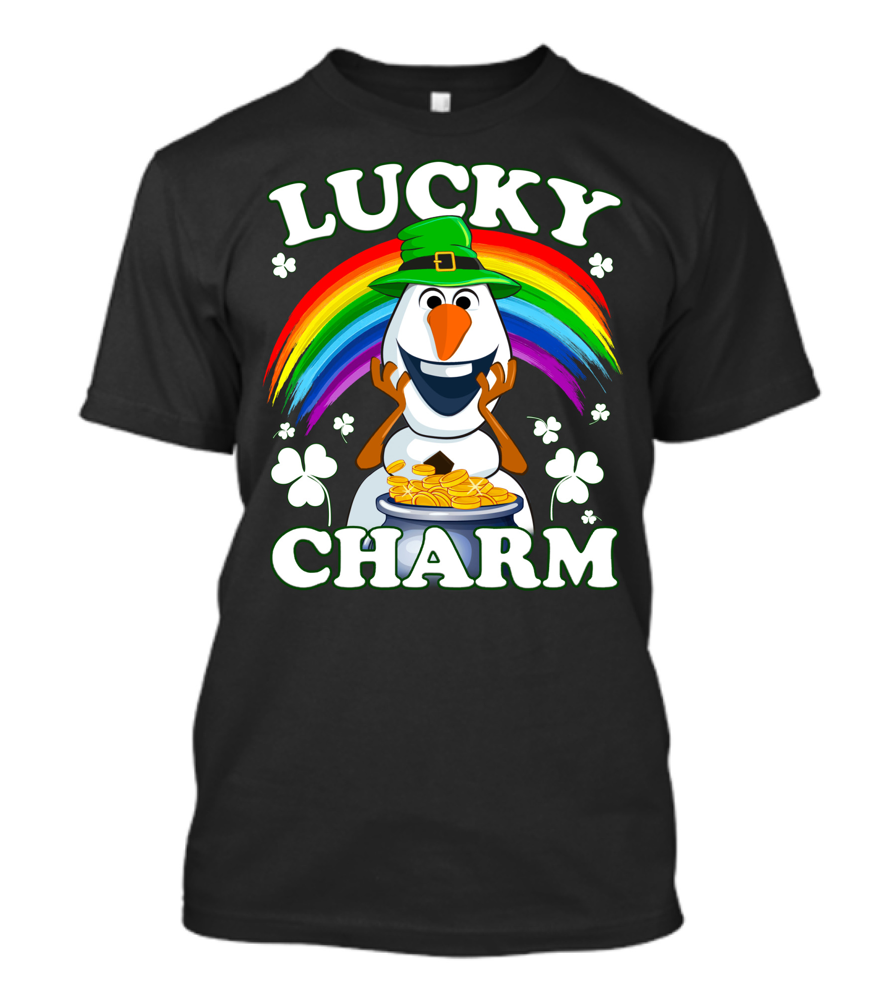 Lucky Charm Olaf Rainbow Hat Shamrocks Gold Coins T-Shirt