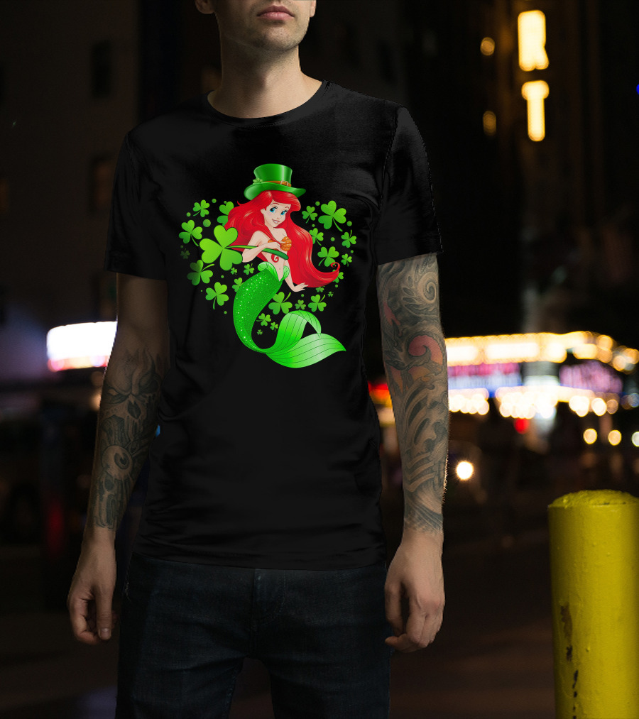 Ariel St. Patrick's Day Clover Mermaid T-Shirt