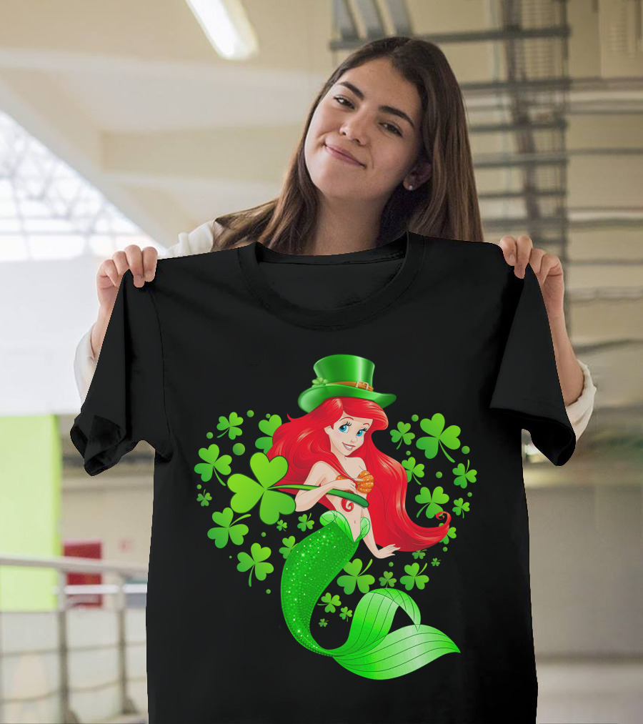 Ariel St. Patrick's Day Clover Mermaid T-Shirt