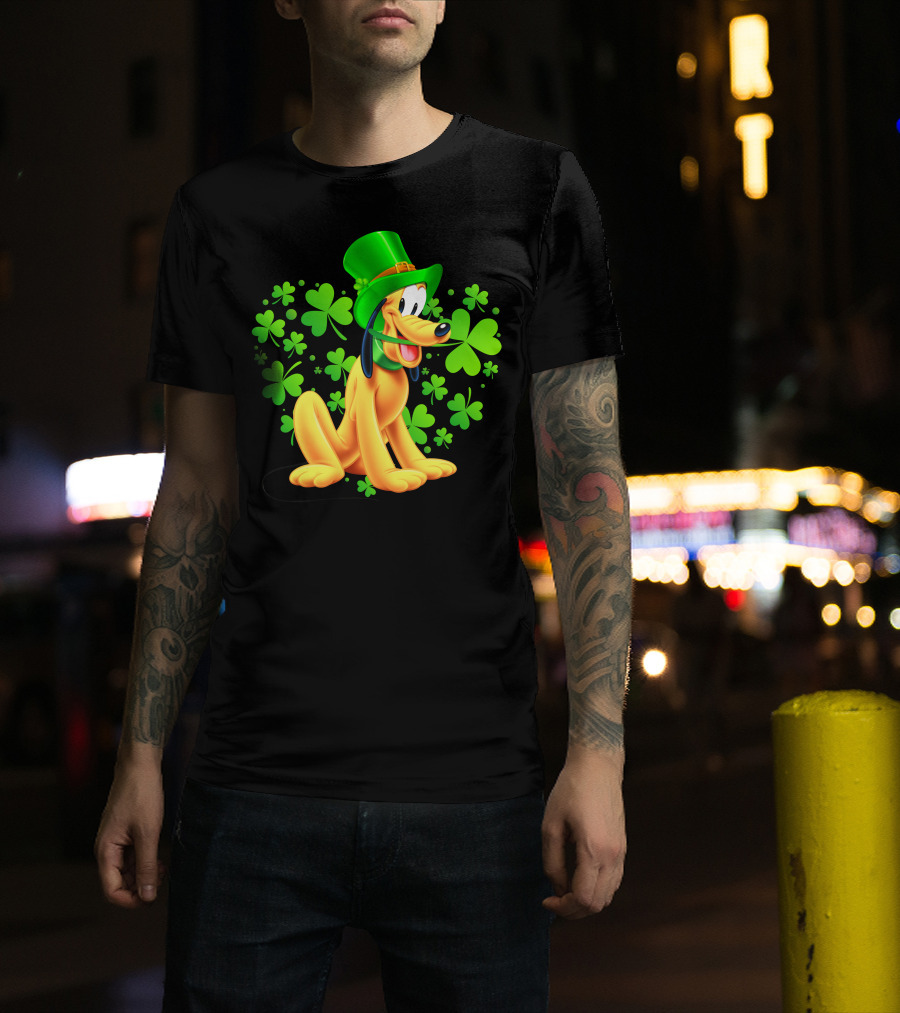 Pluto St. Patrick's Day Celebration With Green Shamrocks And Hat T-Shirt