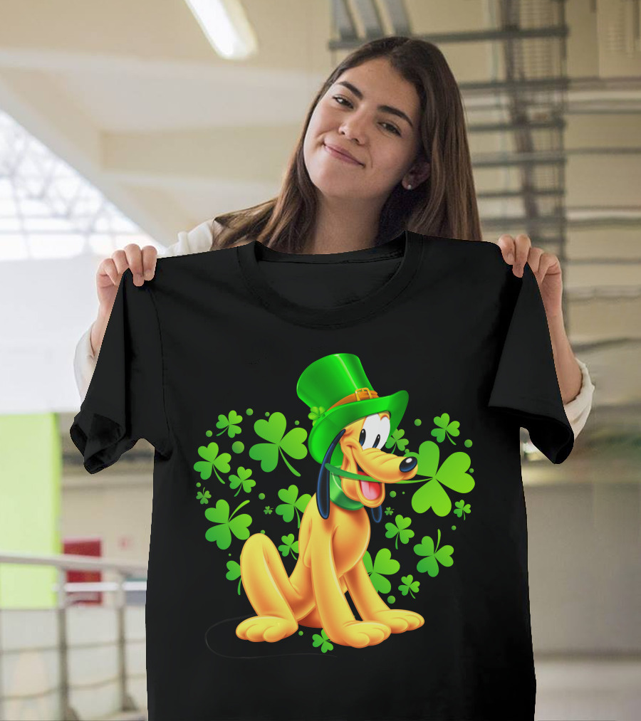 Pluto St. Patrick's Day Celebration With Green Shamrocks And Hat T-Shirt
