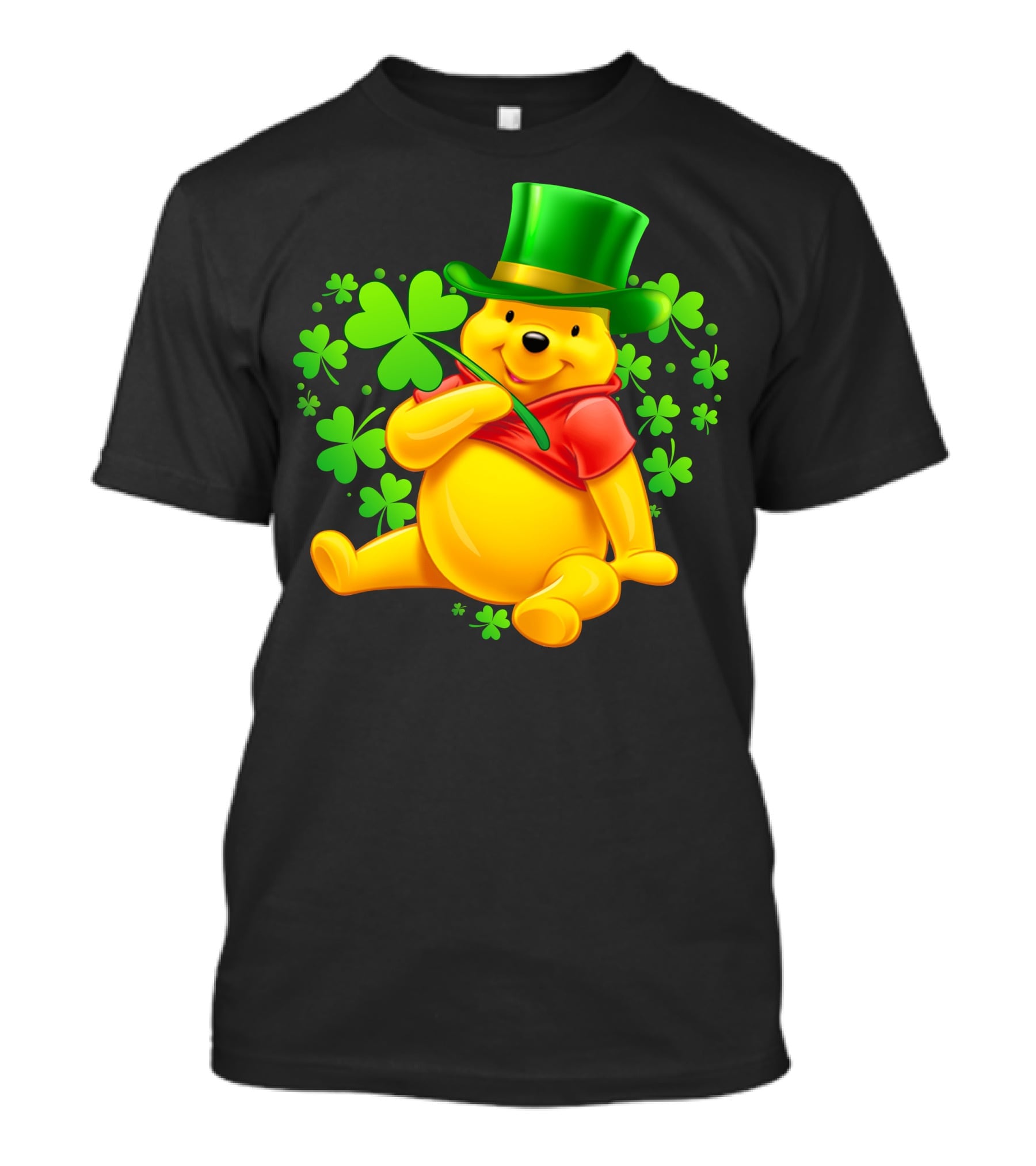 Pooh Bear St. Patrick's Day With Shamrocks And Green Hat T-Shirt
