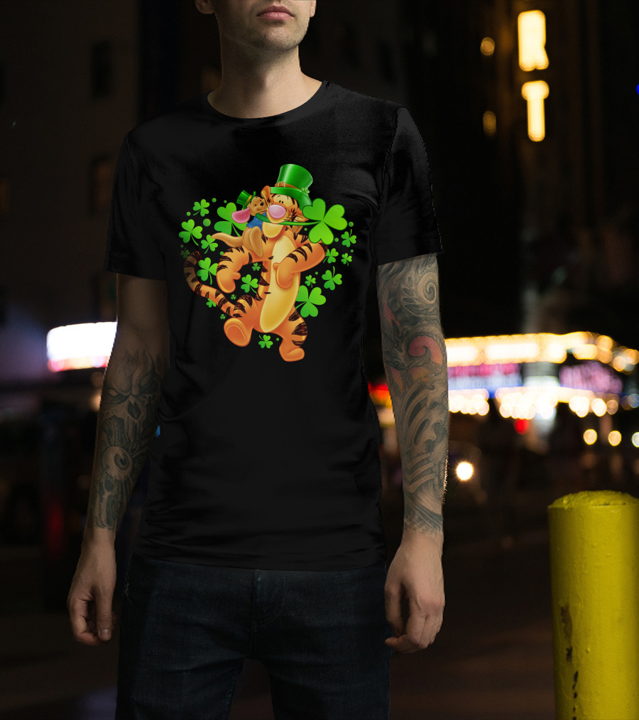 Tigger St. Patrick's Day Shamrocks Cartoon Character T-Shirt