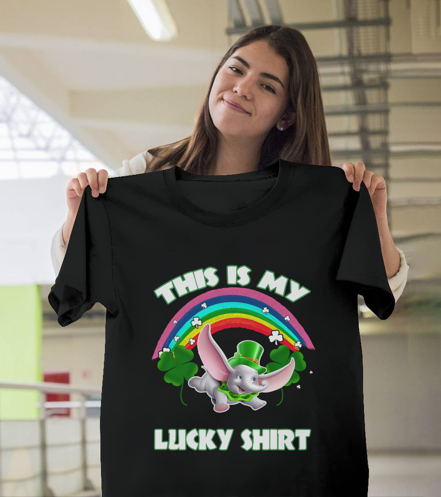 This Is My Lucky Shirt Dumbo Rainbow Shamrock T-Shirt