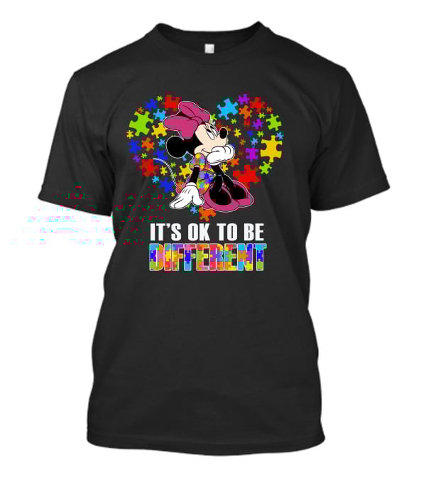 Minnie It's Ok To Be Different Puzzle Heart T-Shirt