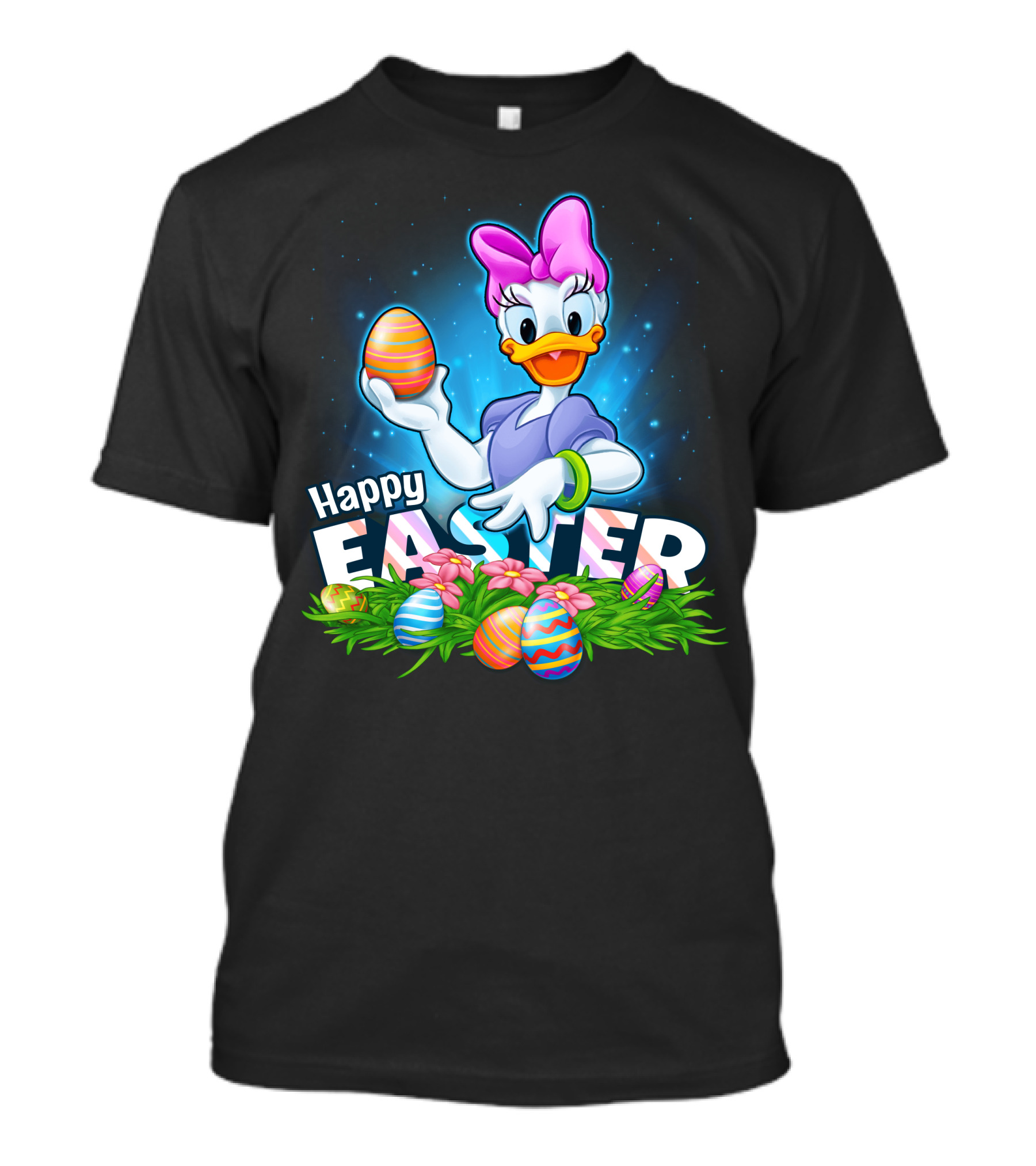 Daisy Duck Celebrating Happy Easter With Colorful Eggs And Flowers T-Shirt