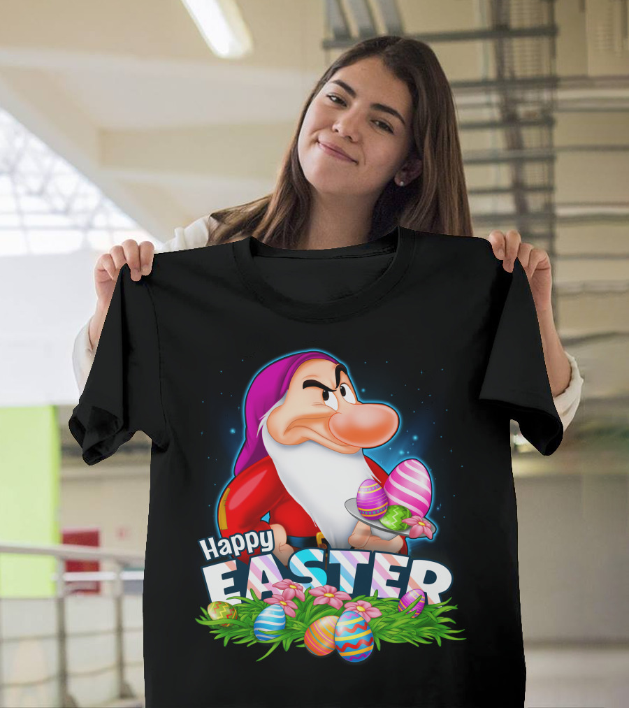 Grumpy Happy Easter with Colorful Eggs and Flowers T-Shirt