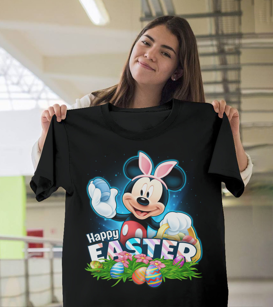 Mickey Mouse Happy Easter Bunny Ears Basket Eggs T-Shirt