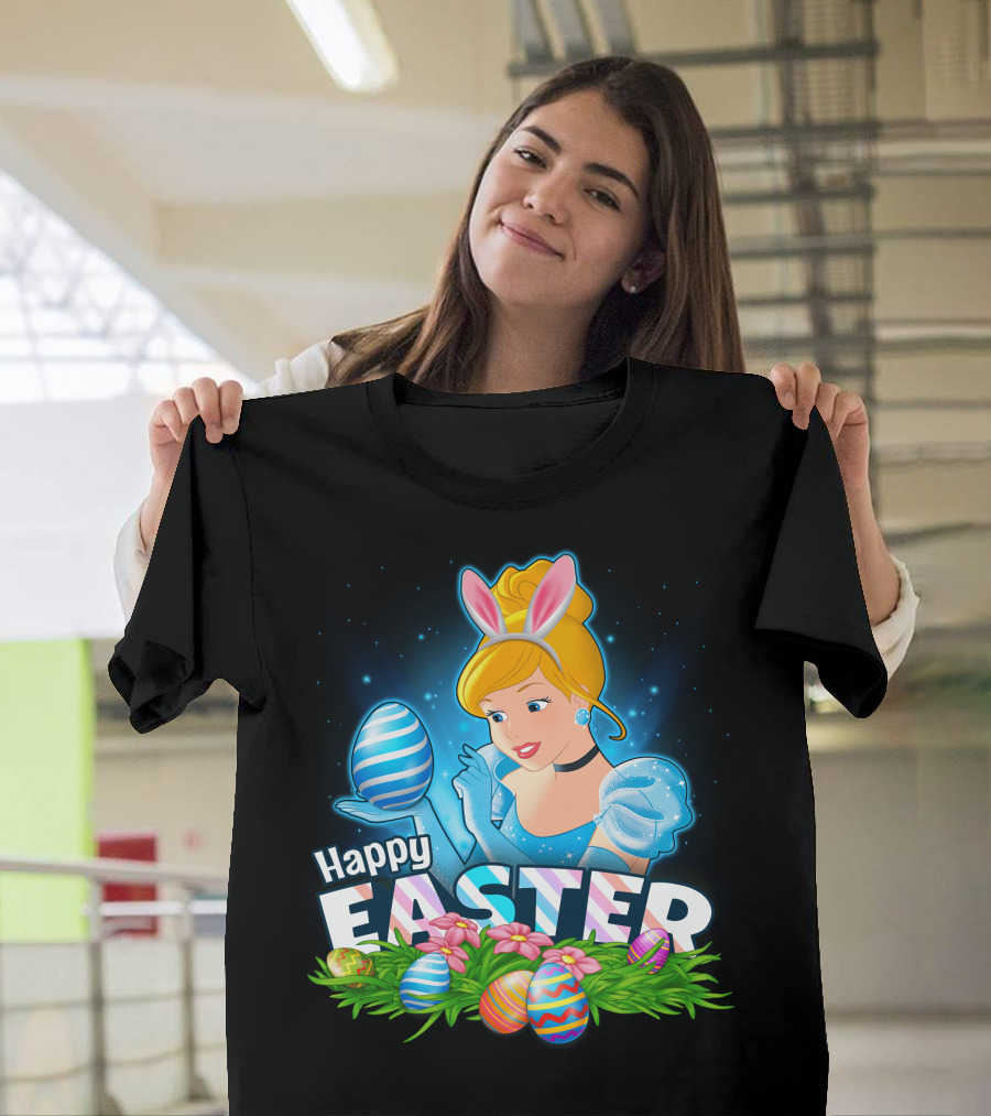Cinderella Happy Easter Colorful Eggs And Bunny Ears T-Shirt