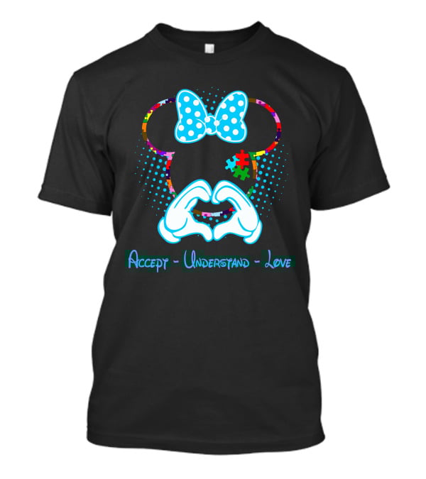Accept Understand Love Autism Minnie Puzzle Bow T-Shirt