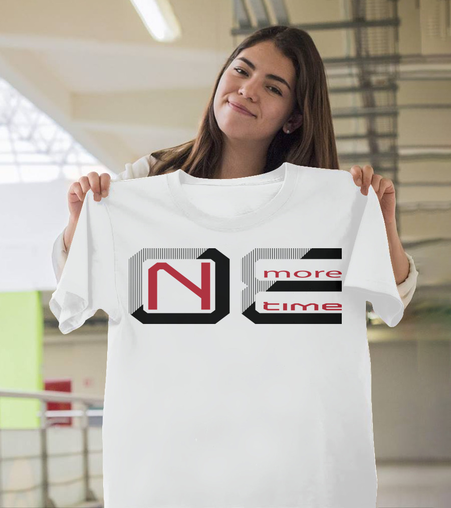 One More Time 1 Red and Black Striped Block Letters T-Shirt