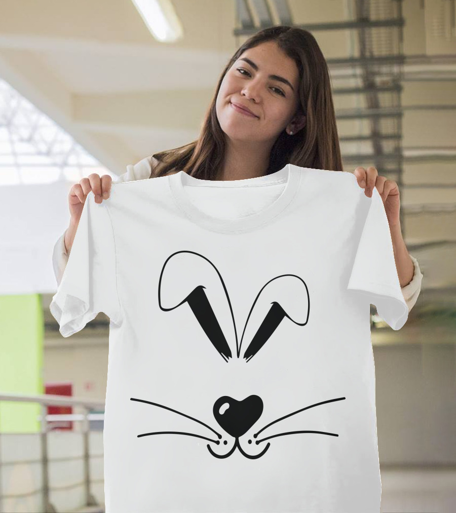 Rabbit Face Heart Nose And Whiskers T-Shirt