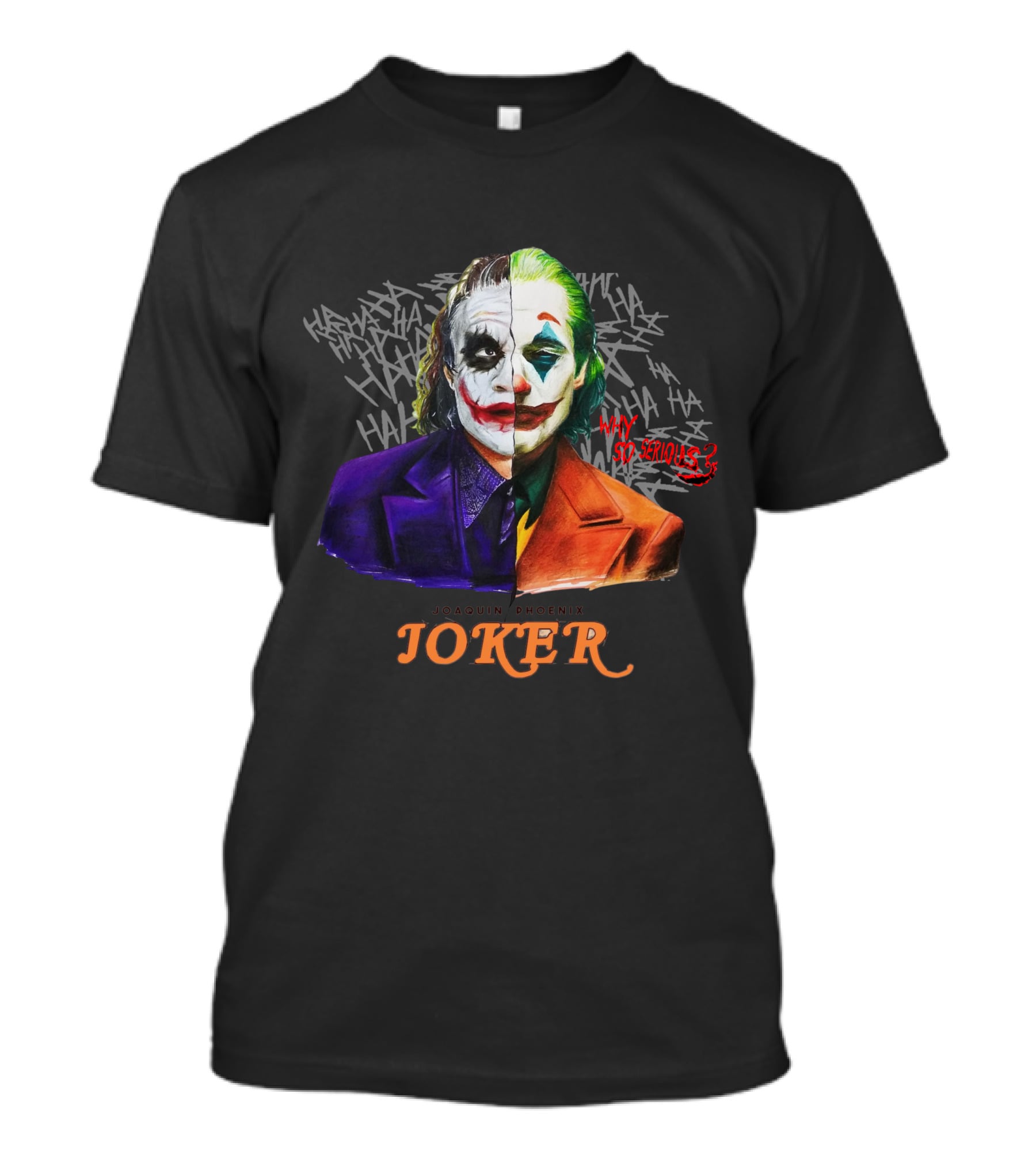 Joker Why So Serious Split Joaquin Phoenix Heath Ledger T-Shirt