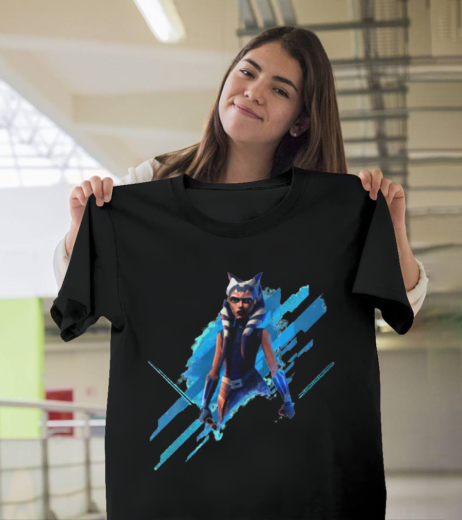 Ahsoka Tano Digital Blue Lightsaber T-Shirt