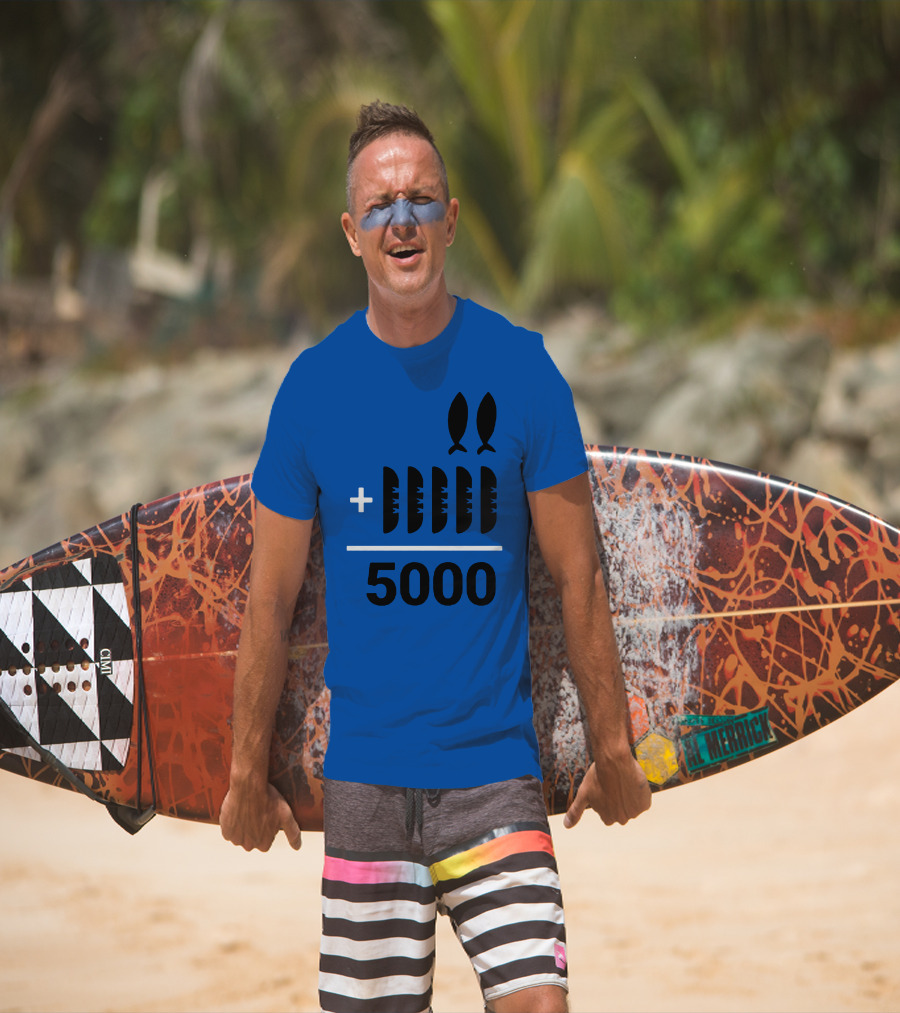 2+5 Loaves Fishes Equals 5000 Multiplication Adult Youth T-Shirt