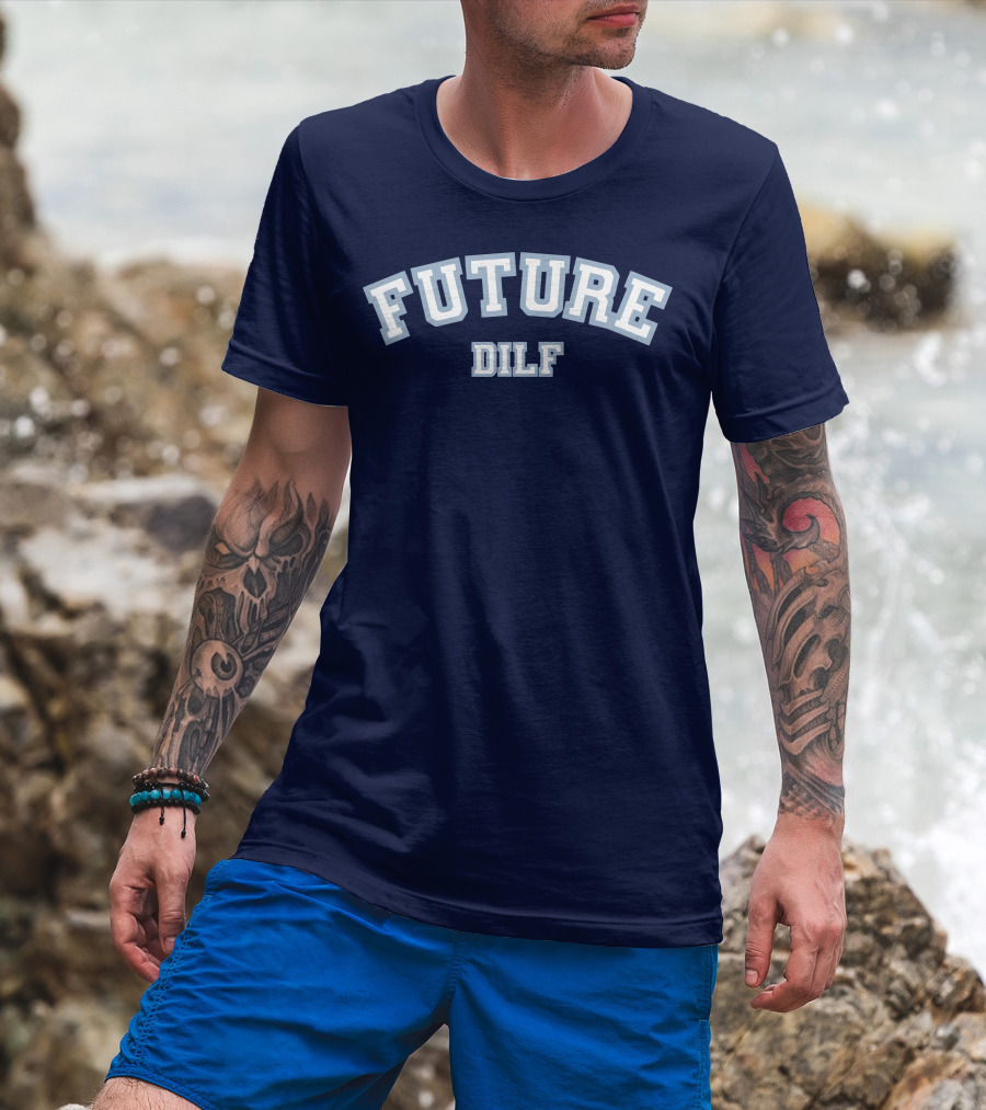 FUTURE DILF College Style Vintage Text T-Shirt