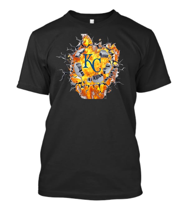 Kansas City Royals Kc Flaming Crackle T-Shirt
