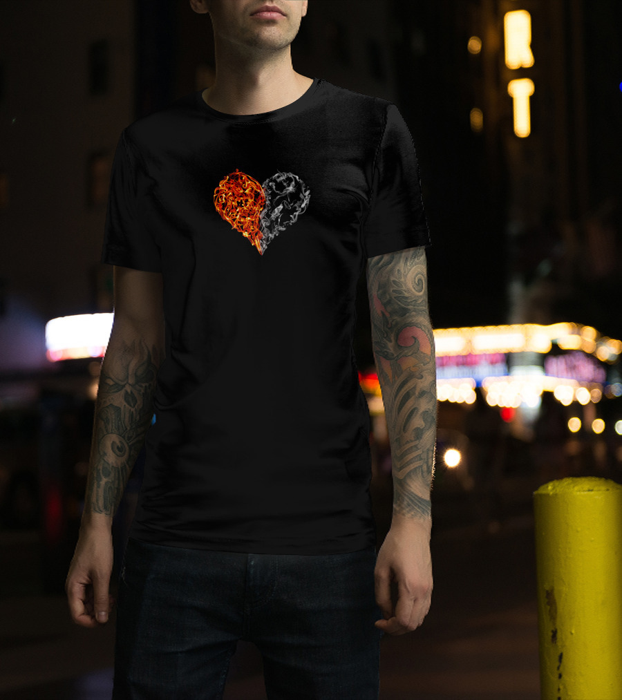 Fire And Smoke Heart Duality Elements T-Shirt