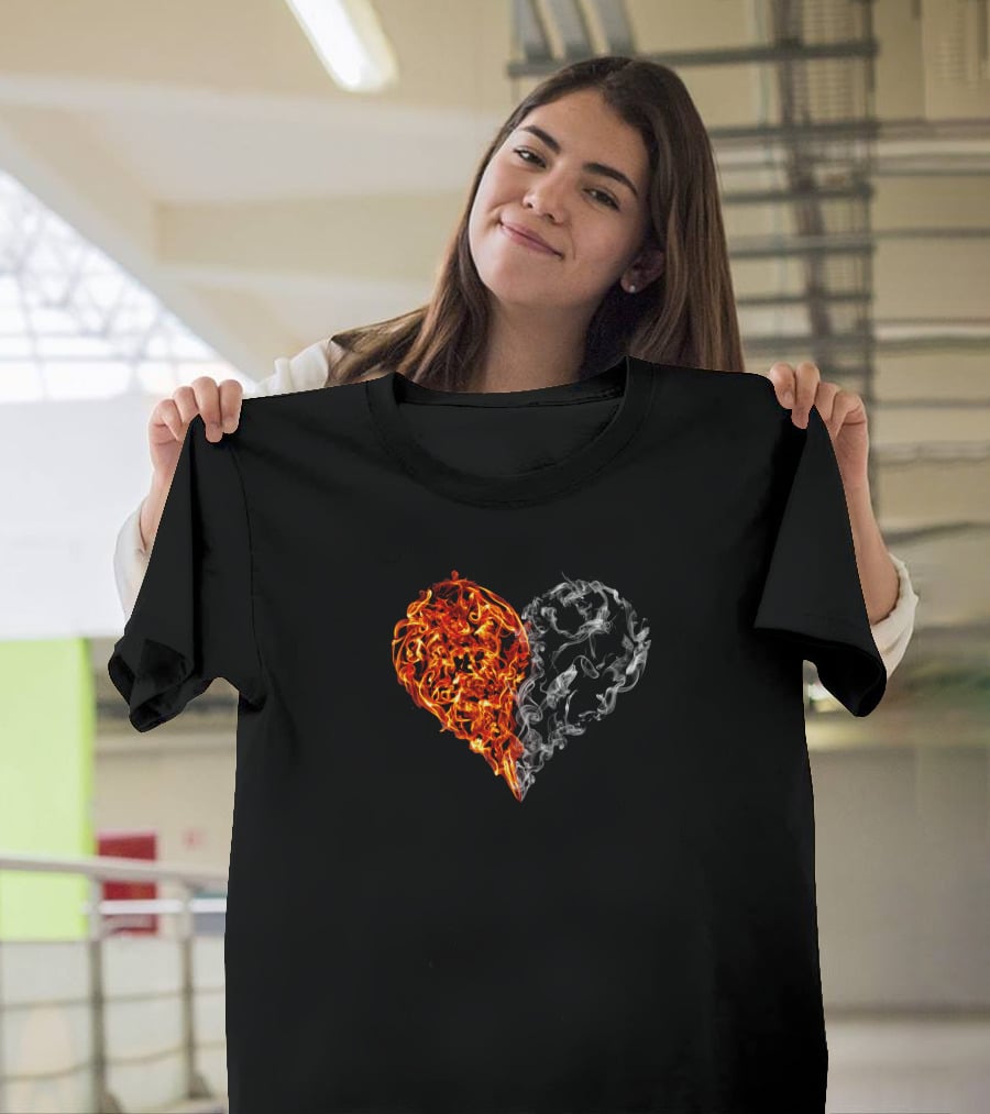 Fire And Smoke Heart Duality Elements T-Shirt