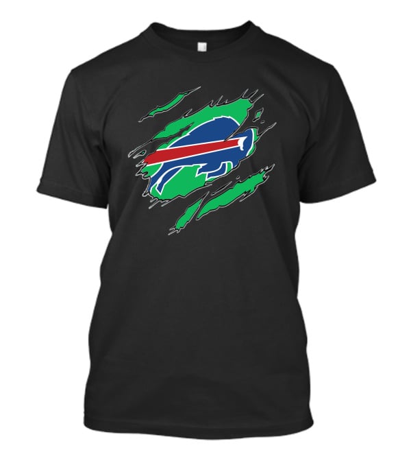 Buffalo Bills Logo With Green Claw Marks T-Shirt