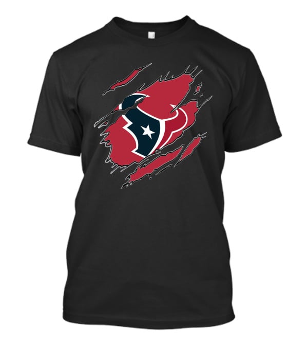 Houston Texans Claw Marks Logo Rip Texas Pride T-Shirt