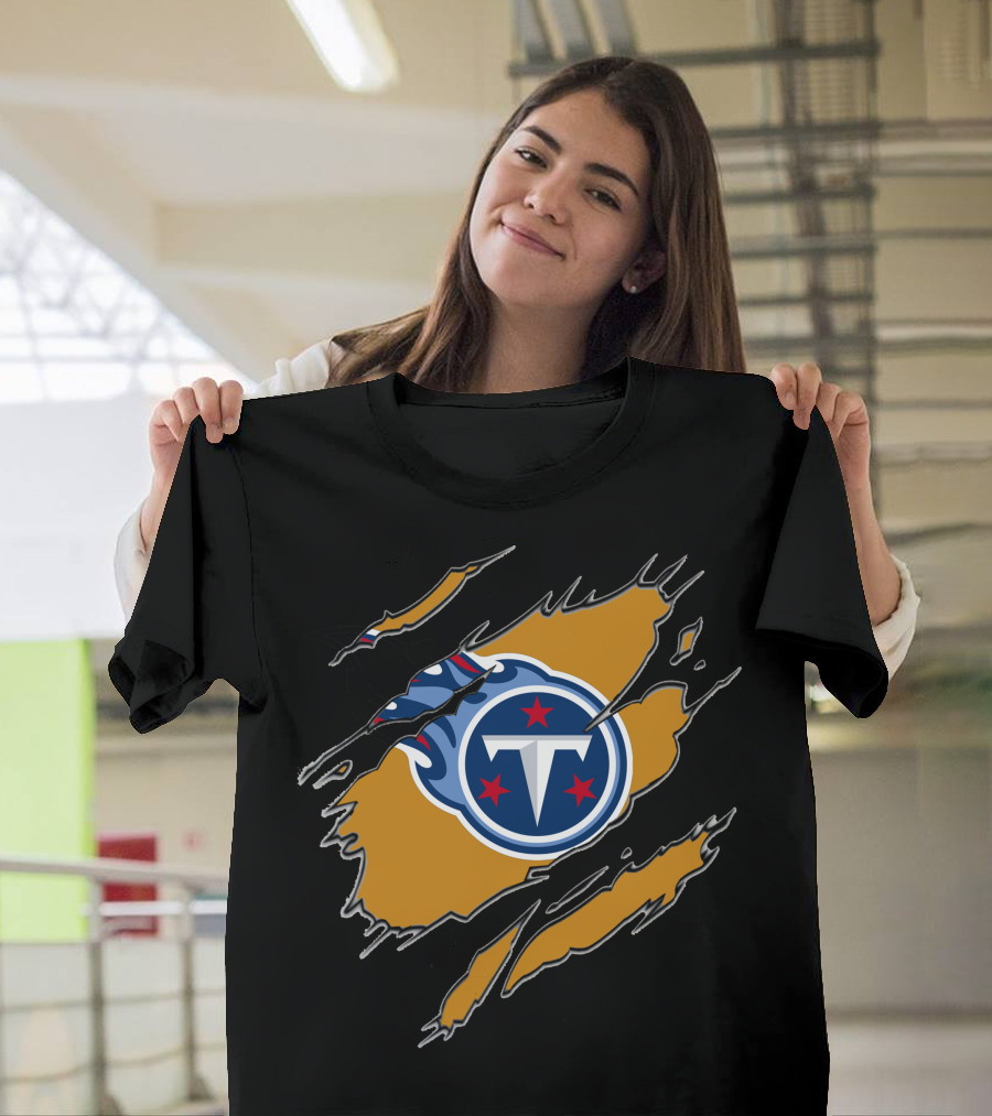 Tennessee Titans Logo Ripped Effect T-Shirt
