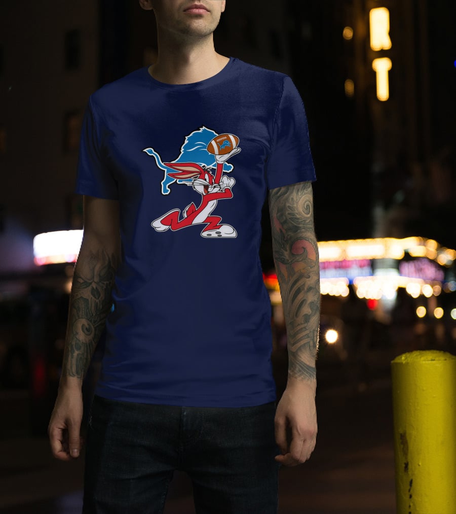 Detroit Lions Bugs Bunny Chiefs Crossover T-Shirt