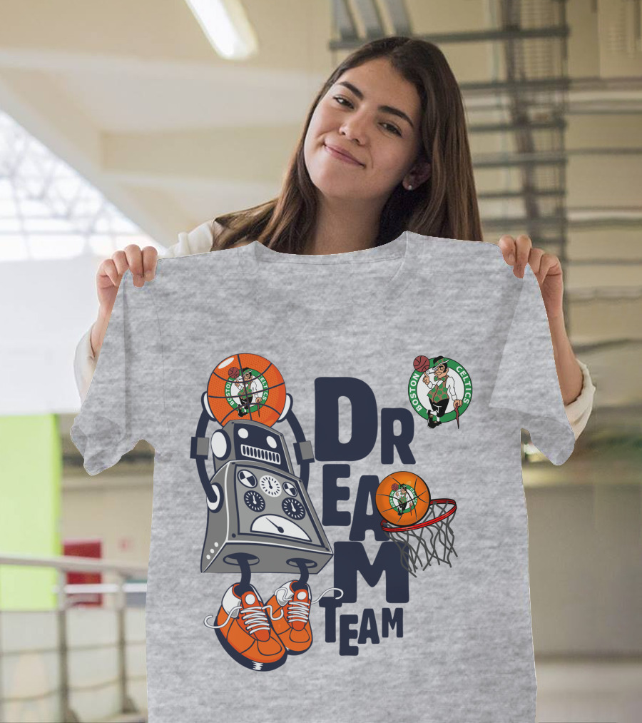 Boston Celtics Dream Team Robot Basketball Logo Sneakers T-Shirt