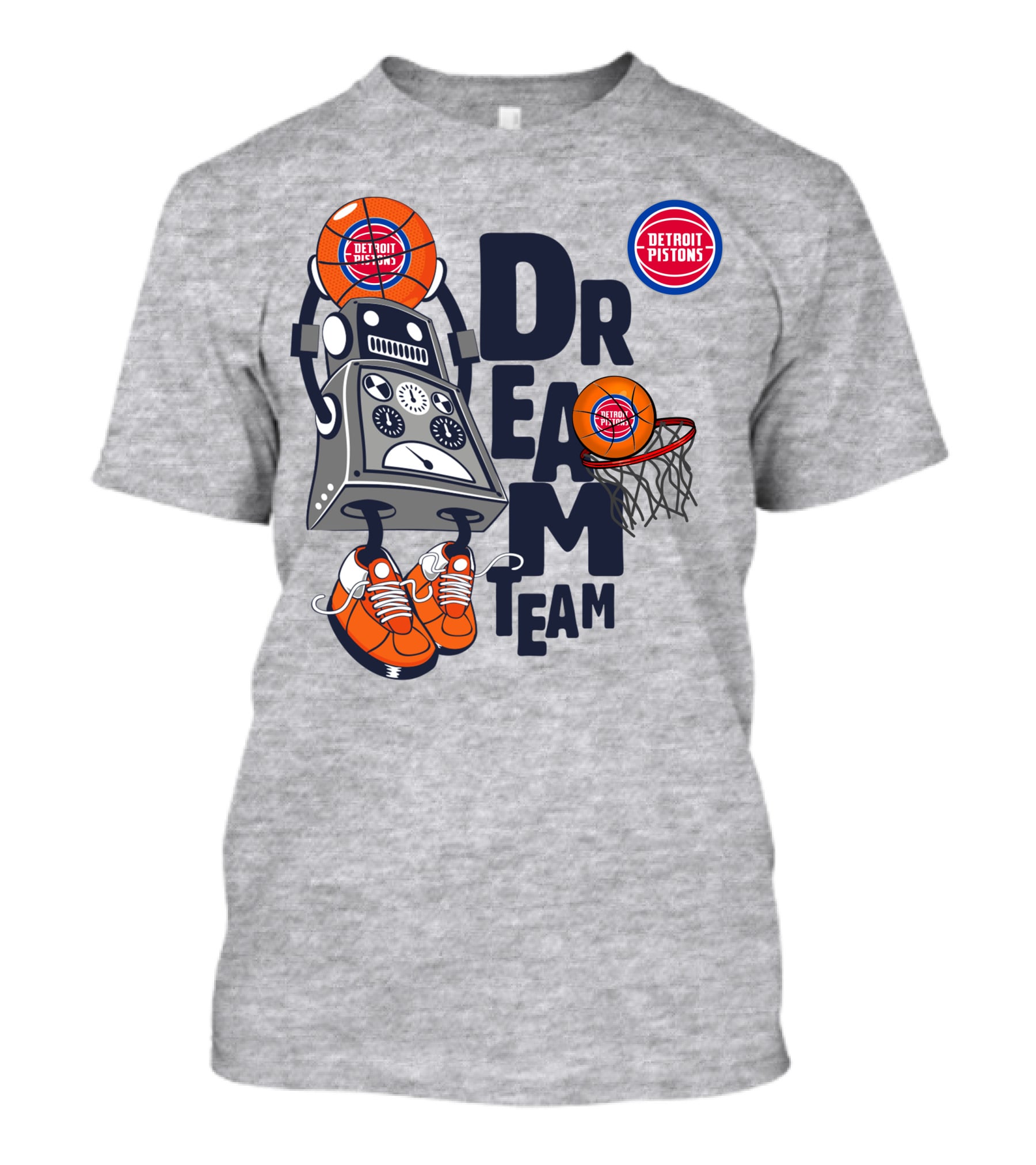 Detroit Pistons Dream Team Robot Basketball Dunking T-Shirt