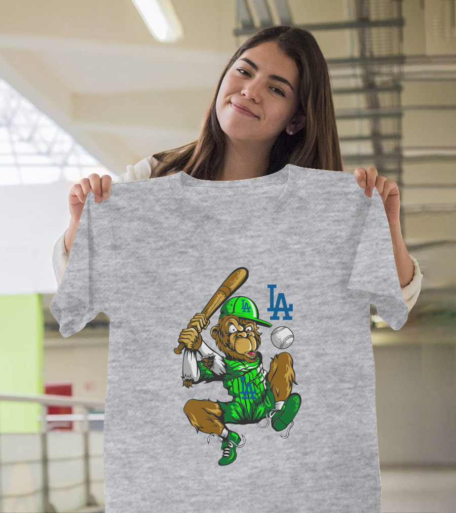 Los Angeles Dodgers Home Run La Monkey Baseball Batter T-Shirt