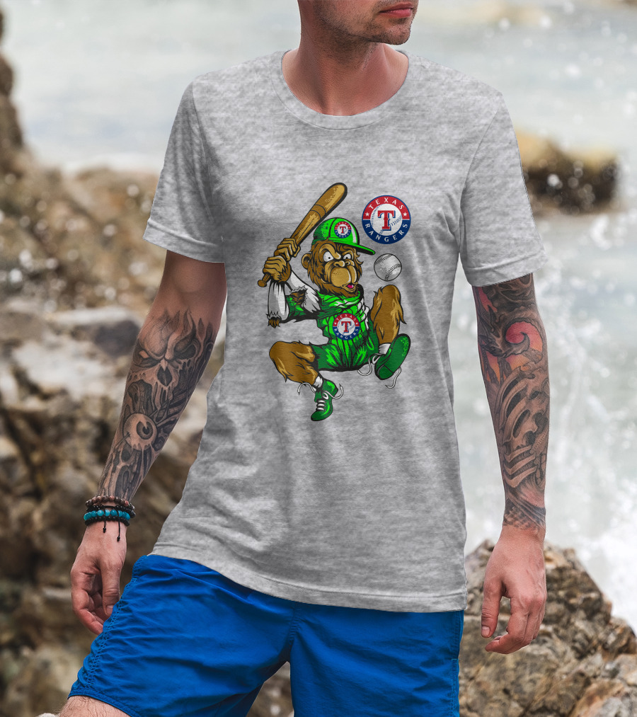 Texas Rangers Home Run Baseball Mascot With Bat T-Shirt