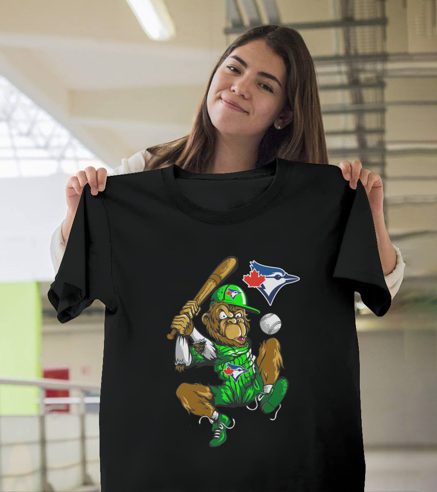 Toronto Blue Jays Gorilla Icon Swinging Bat With Logo And Baseball T-Shirt