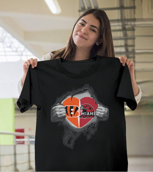 Bengals Miami RedHawks Heart Symbol Unveiled T-Shirt