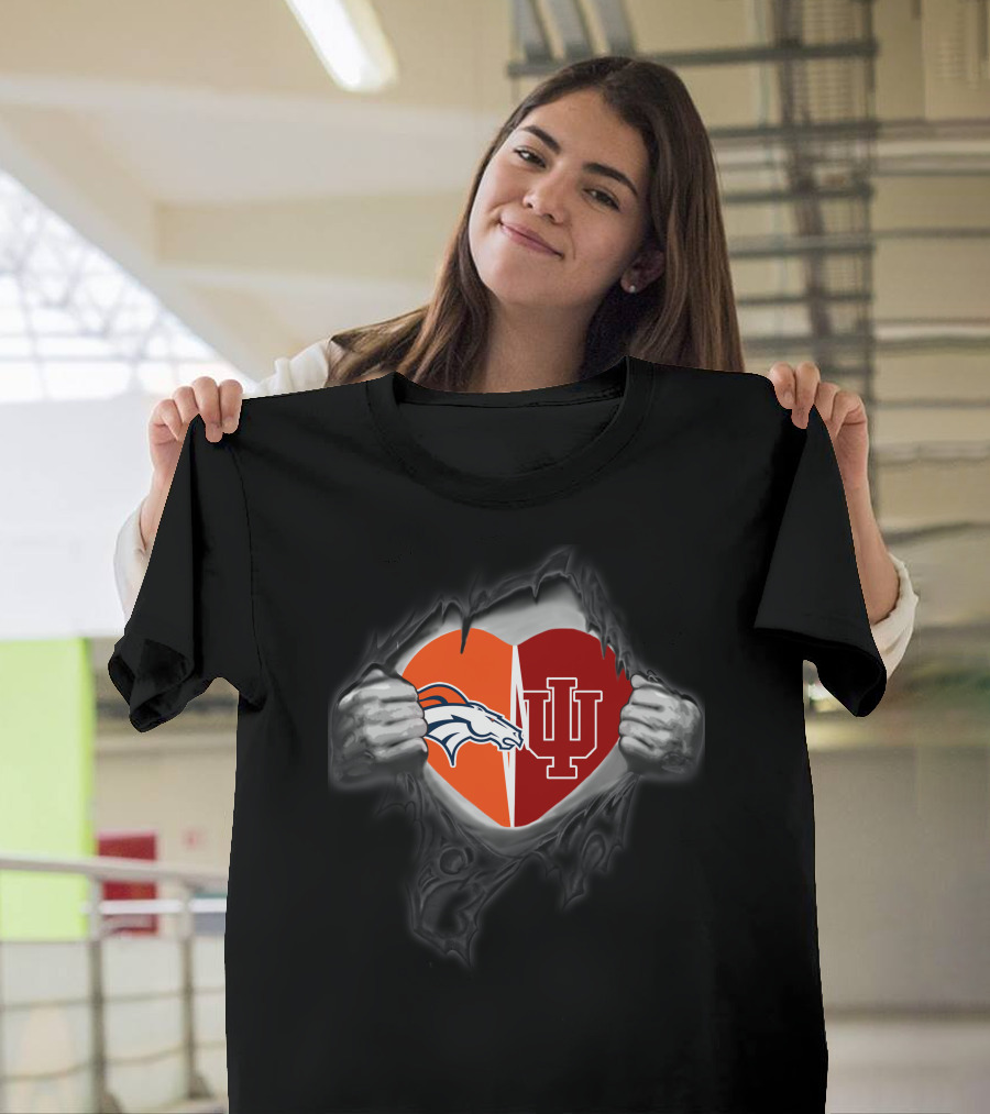 Denver Broncos Indiana Hoosiers Heart Inside T-Shirt