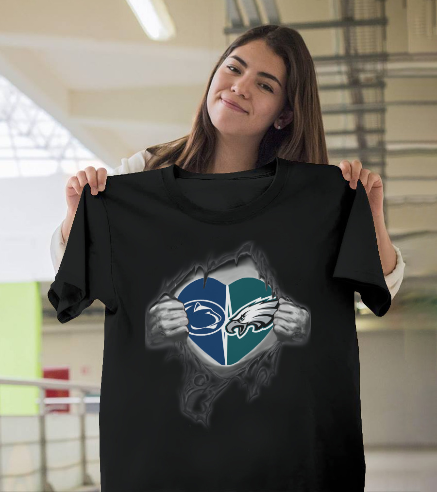 Philadelphia Eagles Penn State Heart Logo Combo T-Shirt