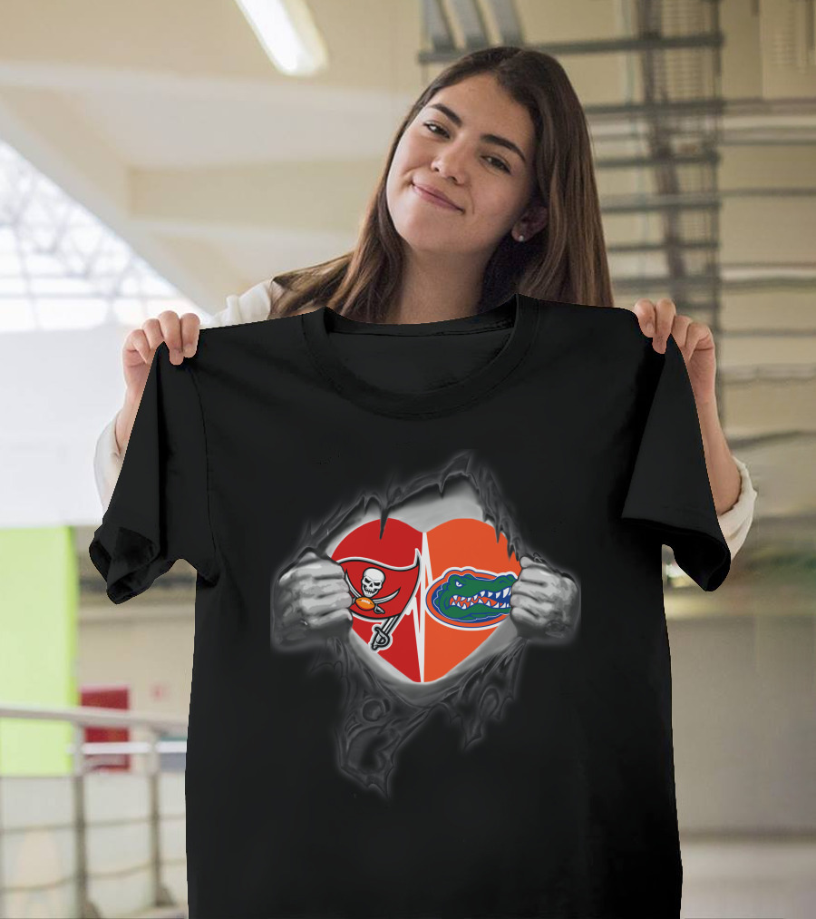 Tampa Bay Buccaneers Florida Gators Heart T-Shirt