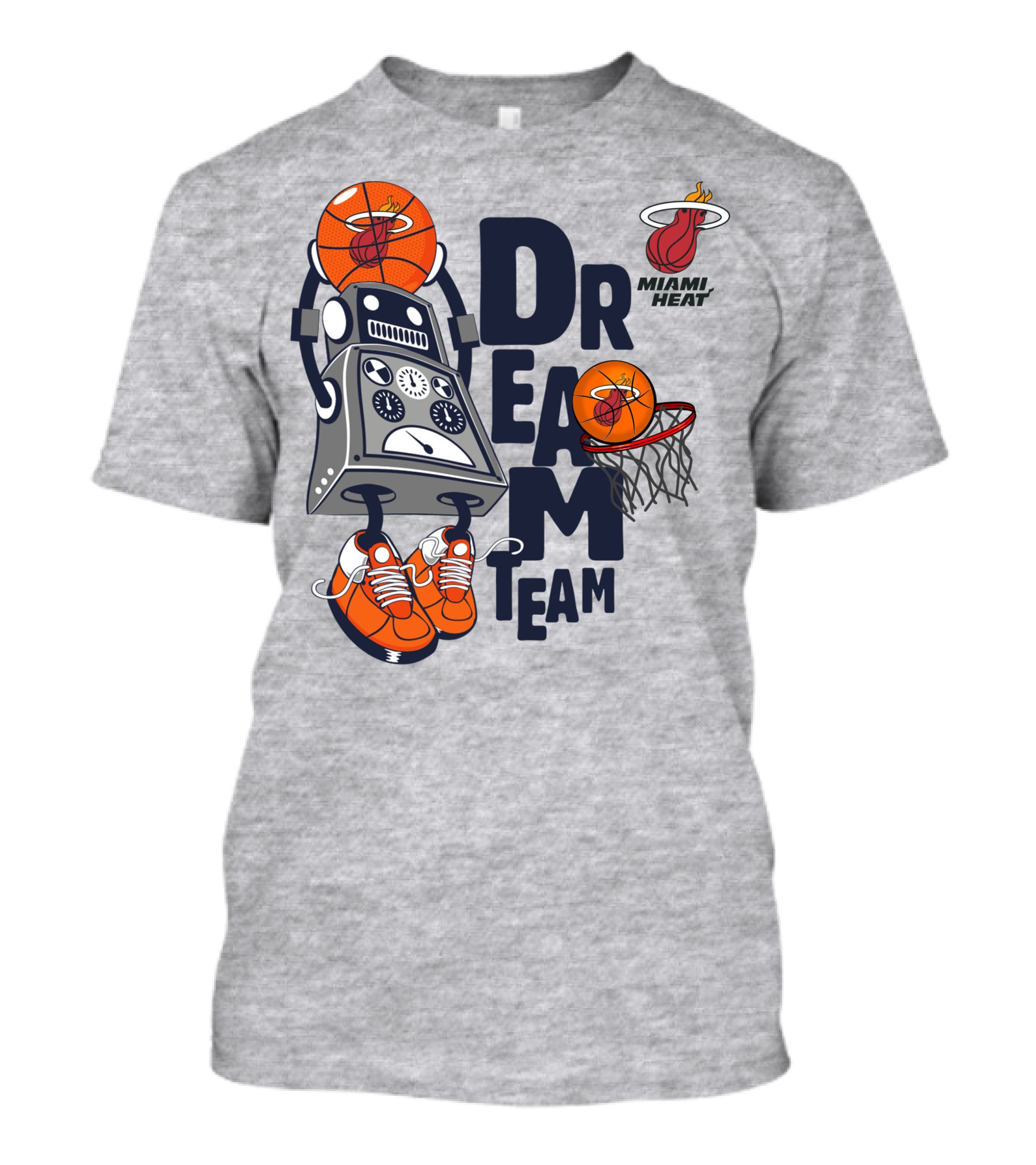 Miami Heat Dream Team Basketball Robot And Hoop T-Shirt