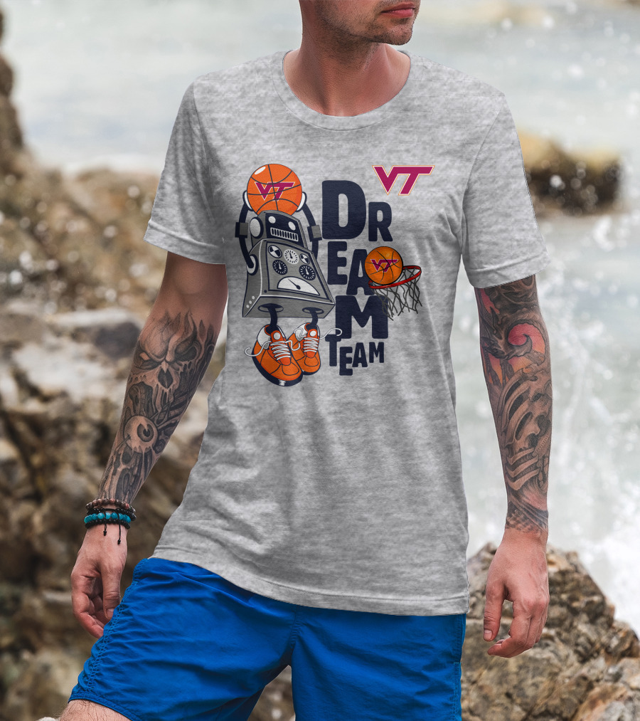 Virginia Tech Vt Dream Team Basketball Robot T-Shirt