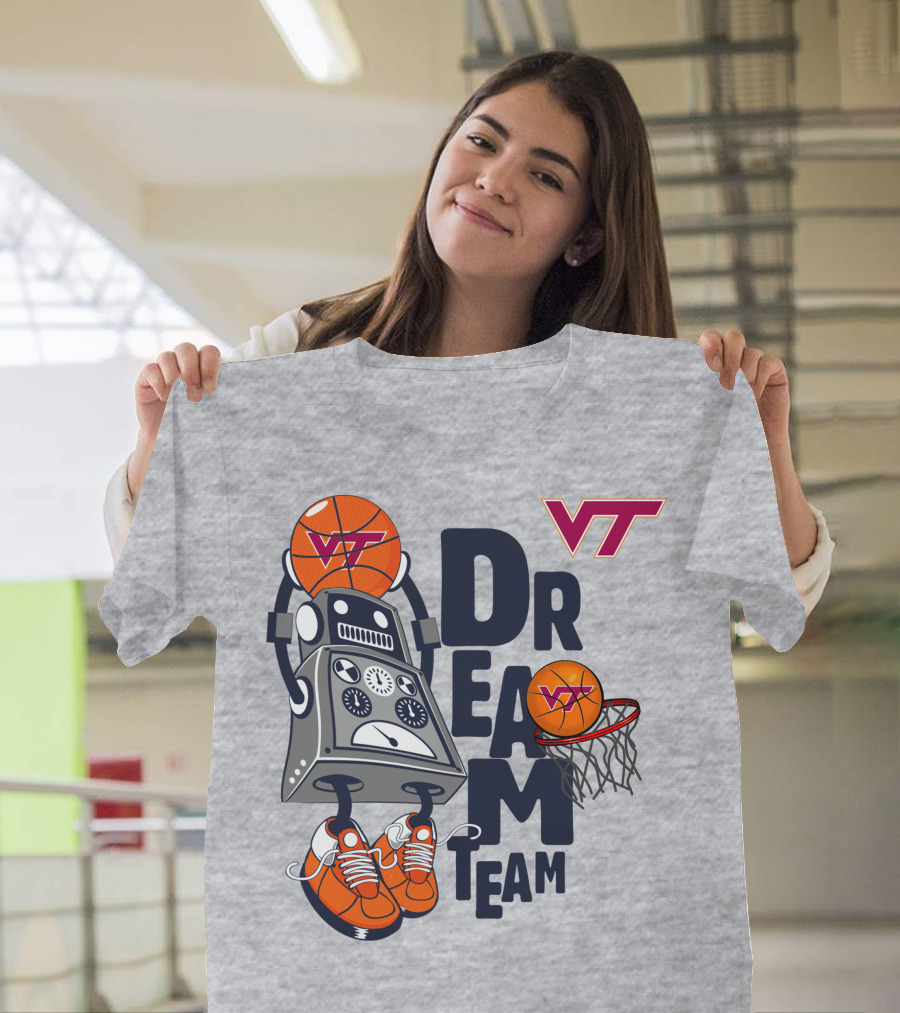 Virginia Tech Vt Dream Team Basketball Robot T-Shirt