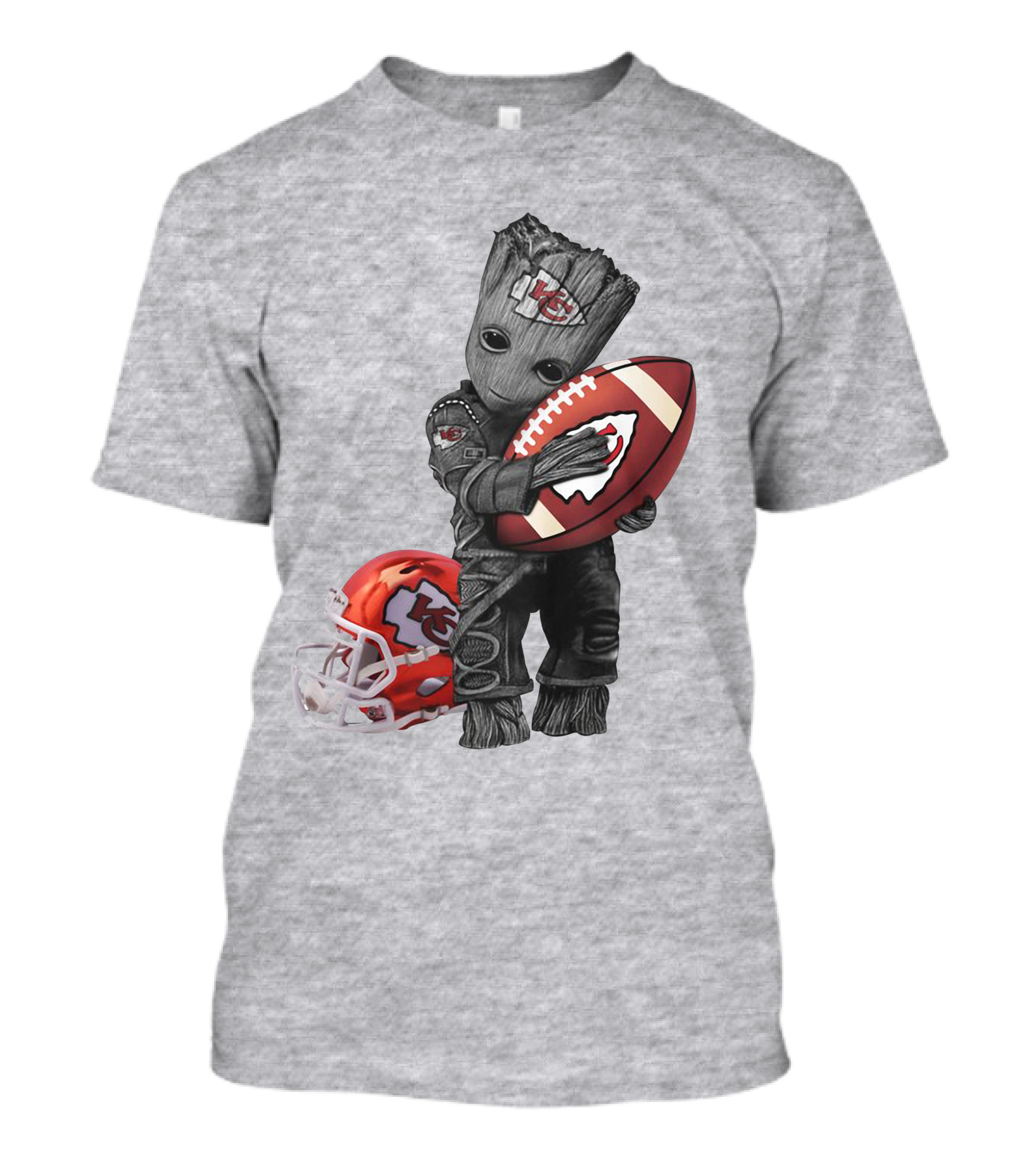 Kansas City Chiefs Baby Groot Football Helmet T-Shirt