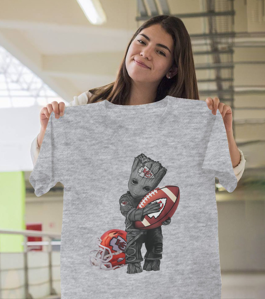 Kansas City Chiefs Baby Groot Football Helmet T-Shirt