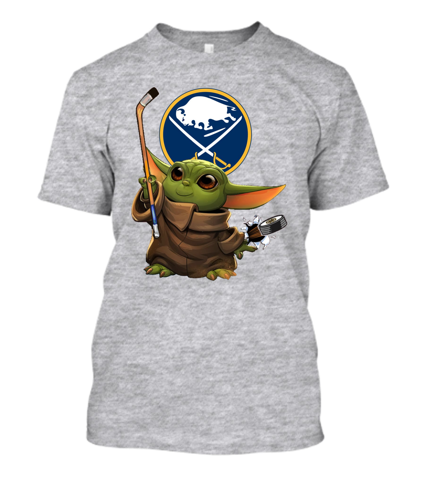 Buffalo Sabres Baby Yoda Hockey Stick And Puck T-Shirt