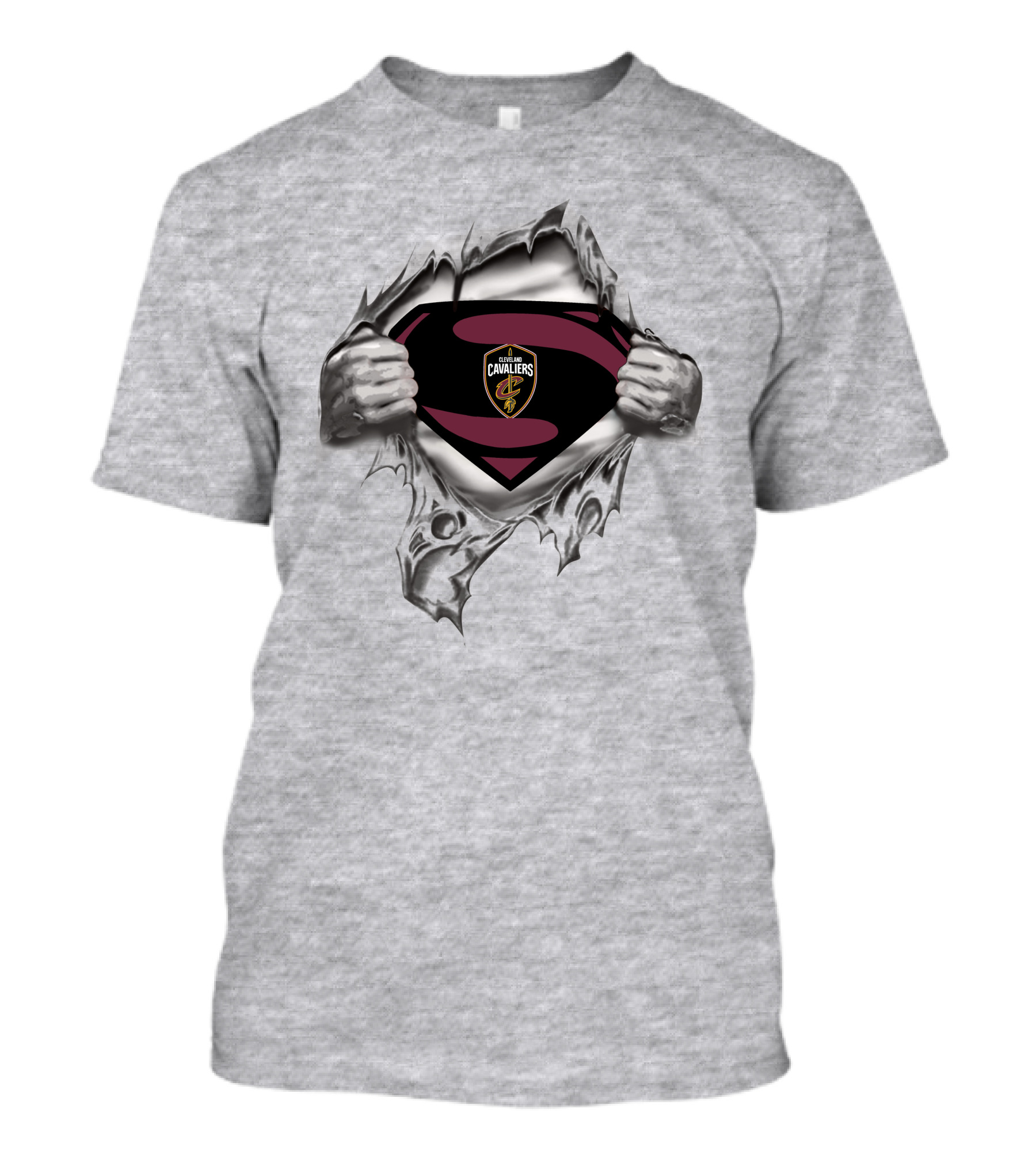 Cleveland Cavaliers Superman Logo Emblem Tear Reveals Team Crest T-Shirt