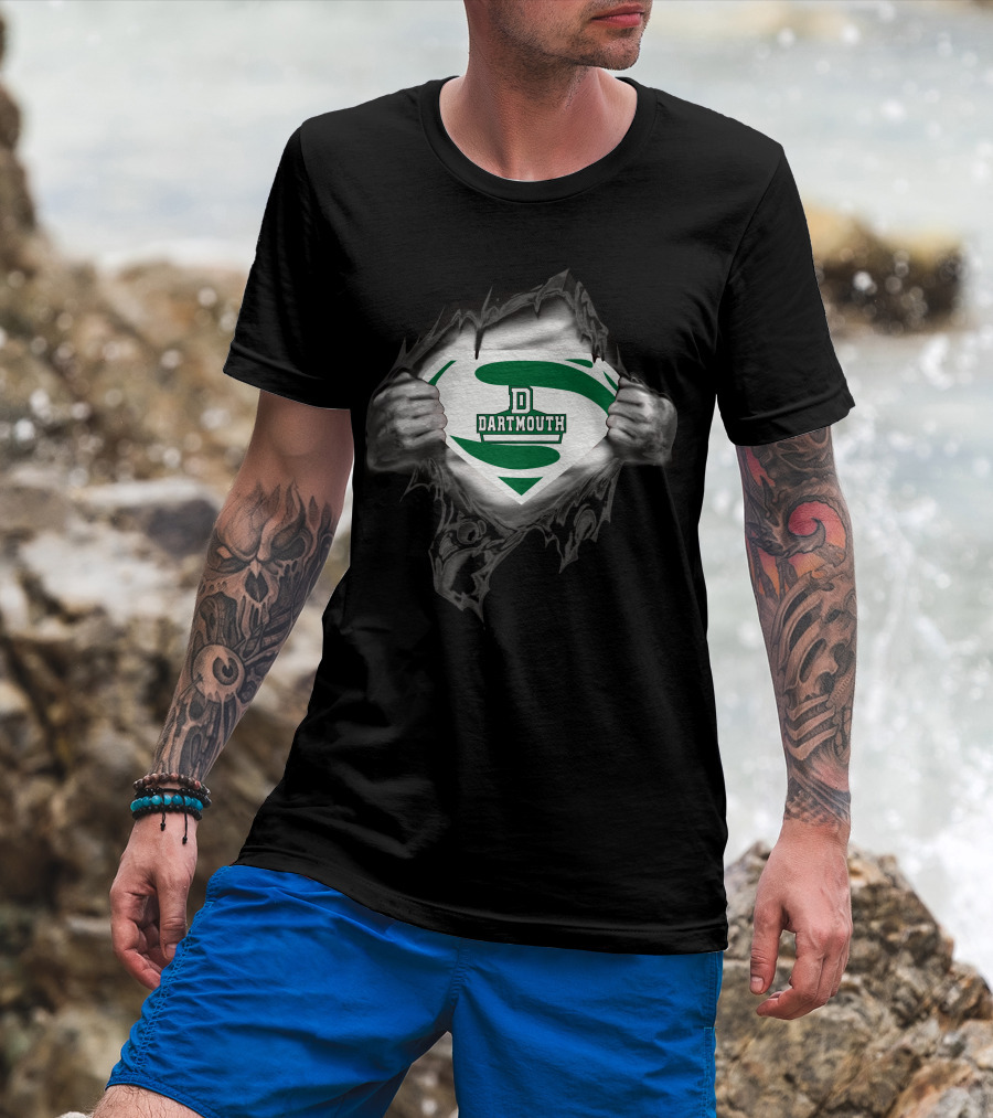 Dartmouth Super D Logo Shield Ripping Through T-Shirt